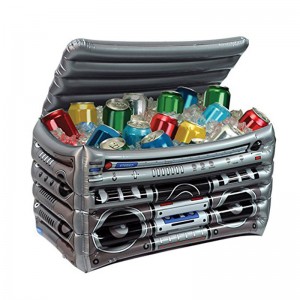 Gonflabilă cu găleată cu gheață float băutură fructe boombox boombox, pvc gheață de gheață inovatoare găleț de gheață în formă de radio cu capac