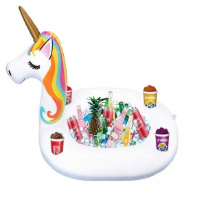 Suport pentru băuturi cu tavă de gheață plutitoare, băutură cu fructe de băuturi pentru picnic la grătar, bara de servire unicorn gonflabilă